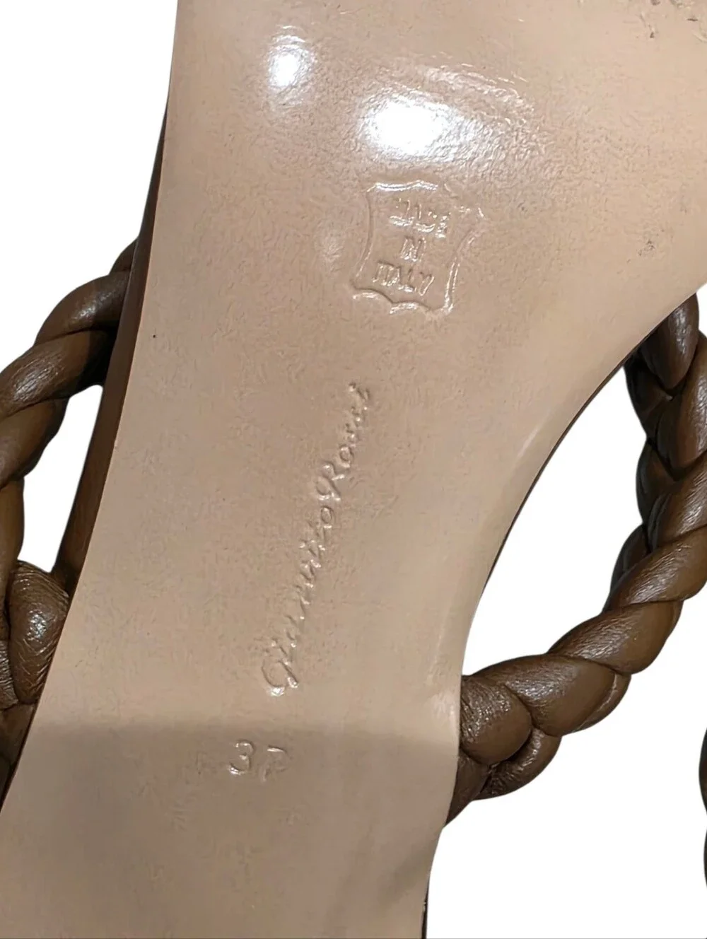 GIANVITO ROSSI MARLEY 70 HEEL BRAIDED SANDALS BROWN 37